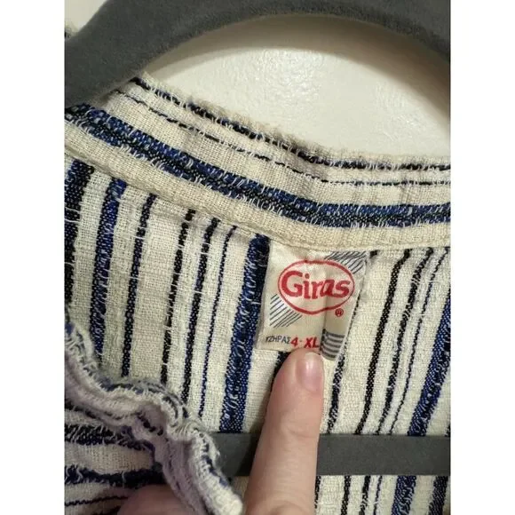 Grigoropoulos Kyriakos Stripe Greek Poncho Short Sleeve XL Vacation Coverup - Picture 2 of 6